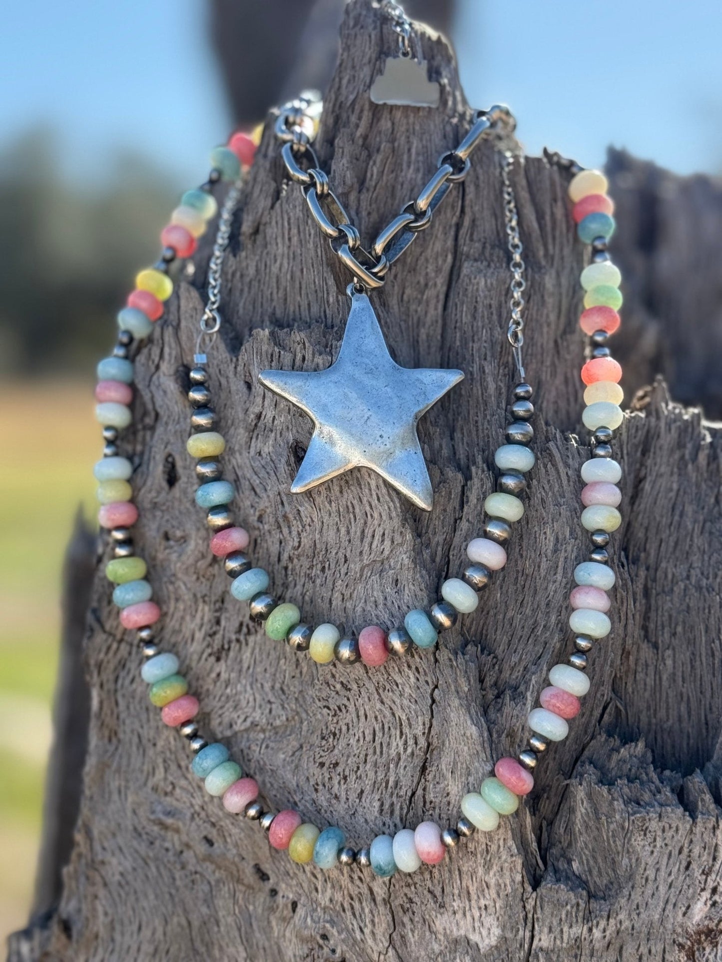 Pastel Opal Chain Necklace