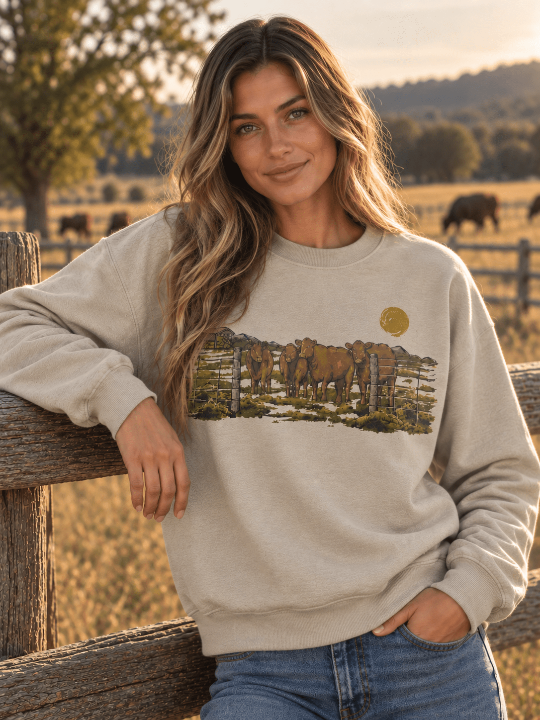 Pasture Angus Cattle Graphic SweatshirtSandS