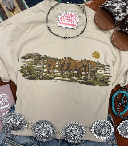 Pasture Red Cattle Graphic TeeCementS