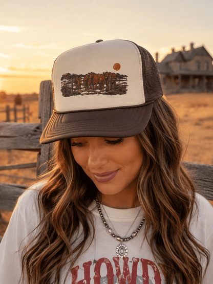Pasture Red Cattle Trucker HatBrown & Tan