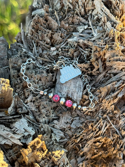 Pink Mosaic Beaded Chain Bracelet