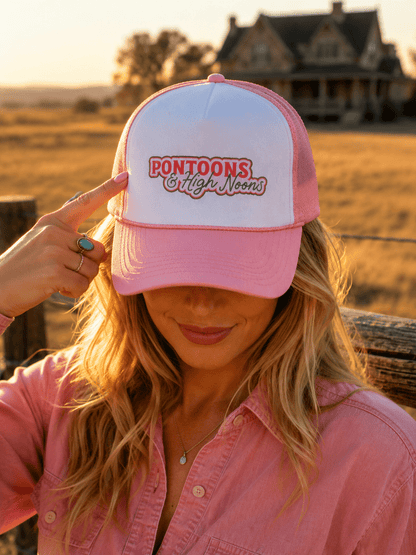 Pontoons & High Noons Trucker HatPink & White