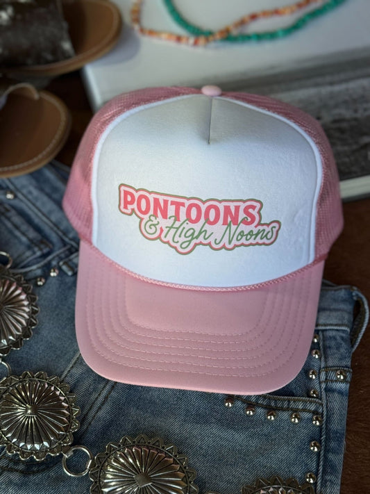 Pontoons & High Noons Trucker HatPink & White