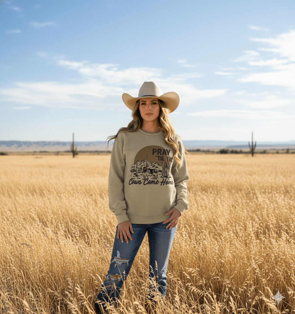 Pray Til The Cows Come Home Graphic SweatshirtSandS