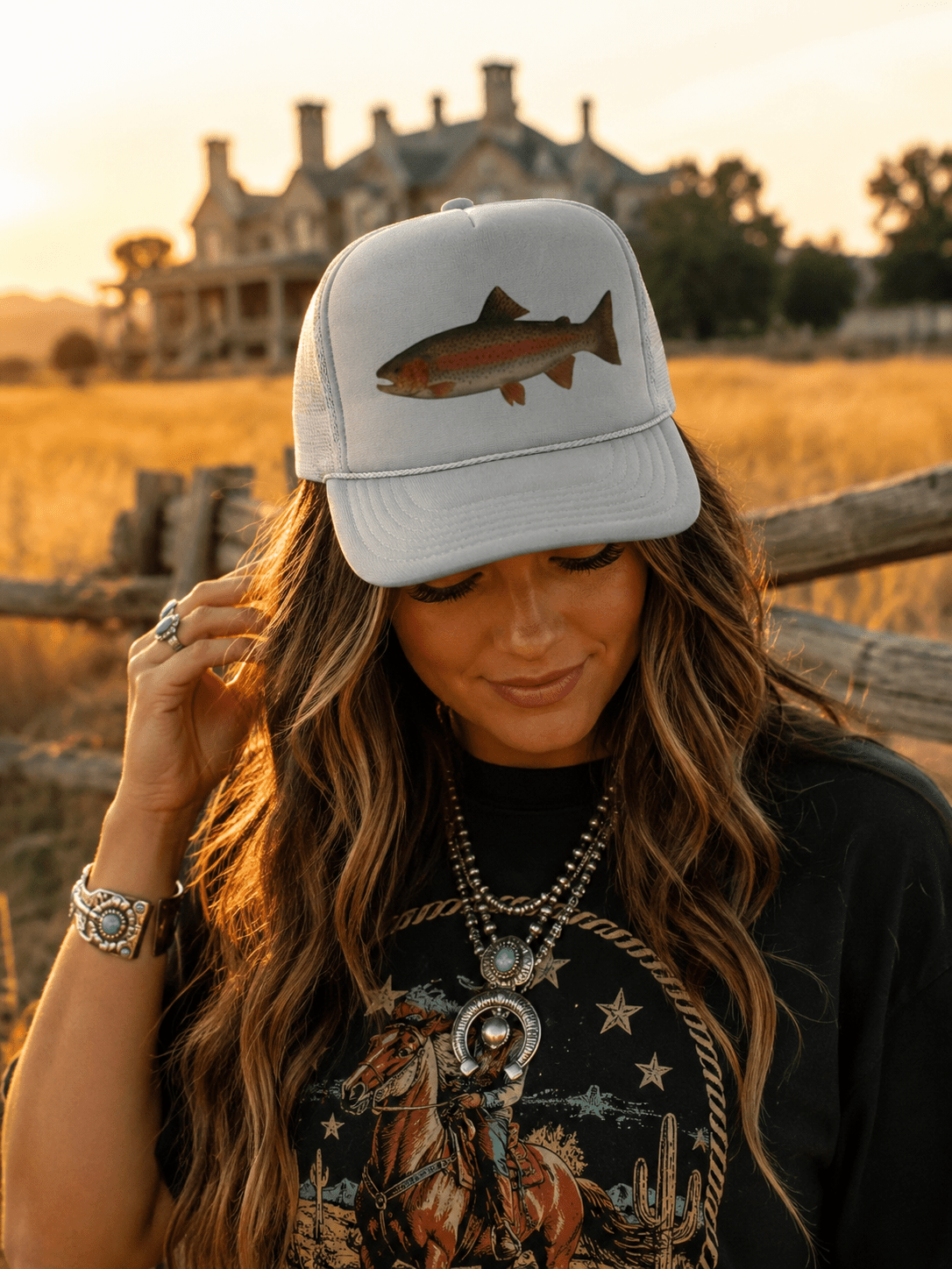 Rainbow Trout Trucker HatGrey