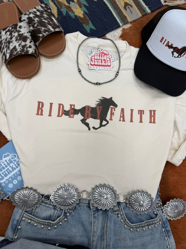 Ride By Faith Graphic TeeNaturalS