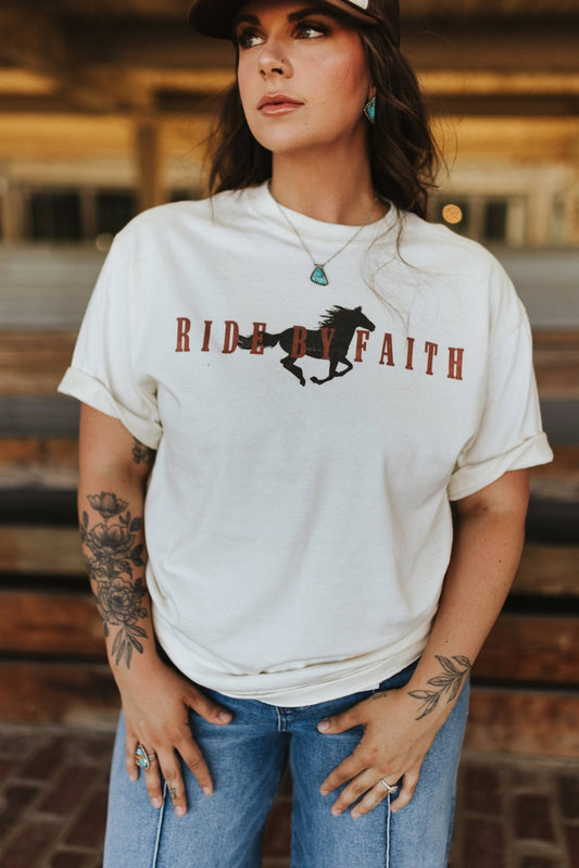 Ride By Faith Graphic TeeNaturalS