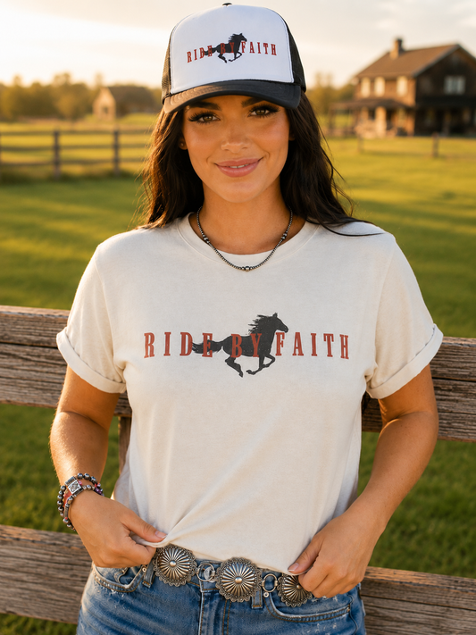 Ride By Faith Graphic TeeNaturalS