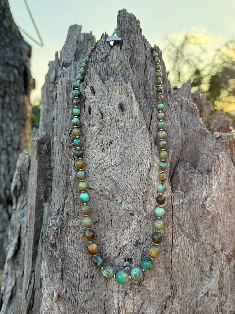 Round Graduated Turquoise Beaded Necklace