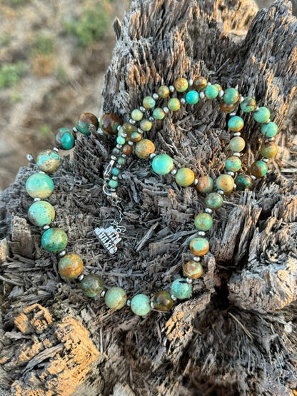 Round Graduated Turquoise Beaded Necklace