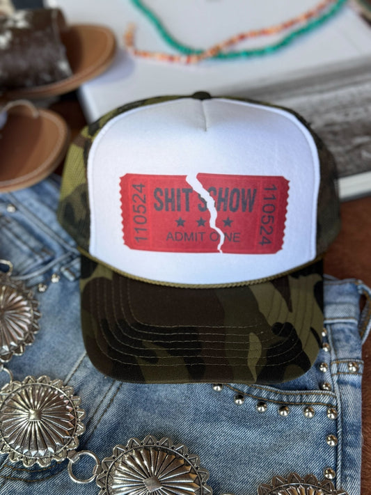 Shitshow Trucker HatCamo & White