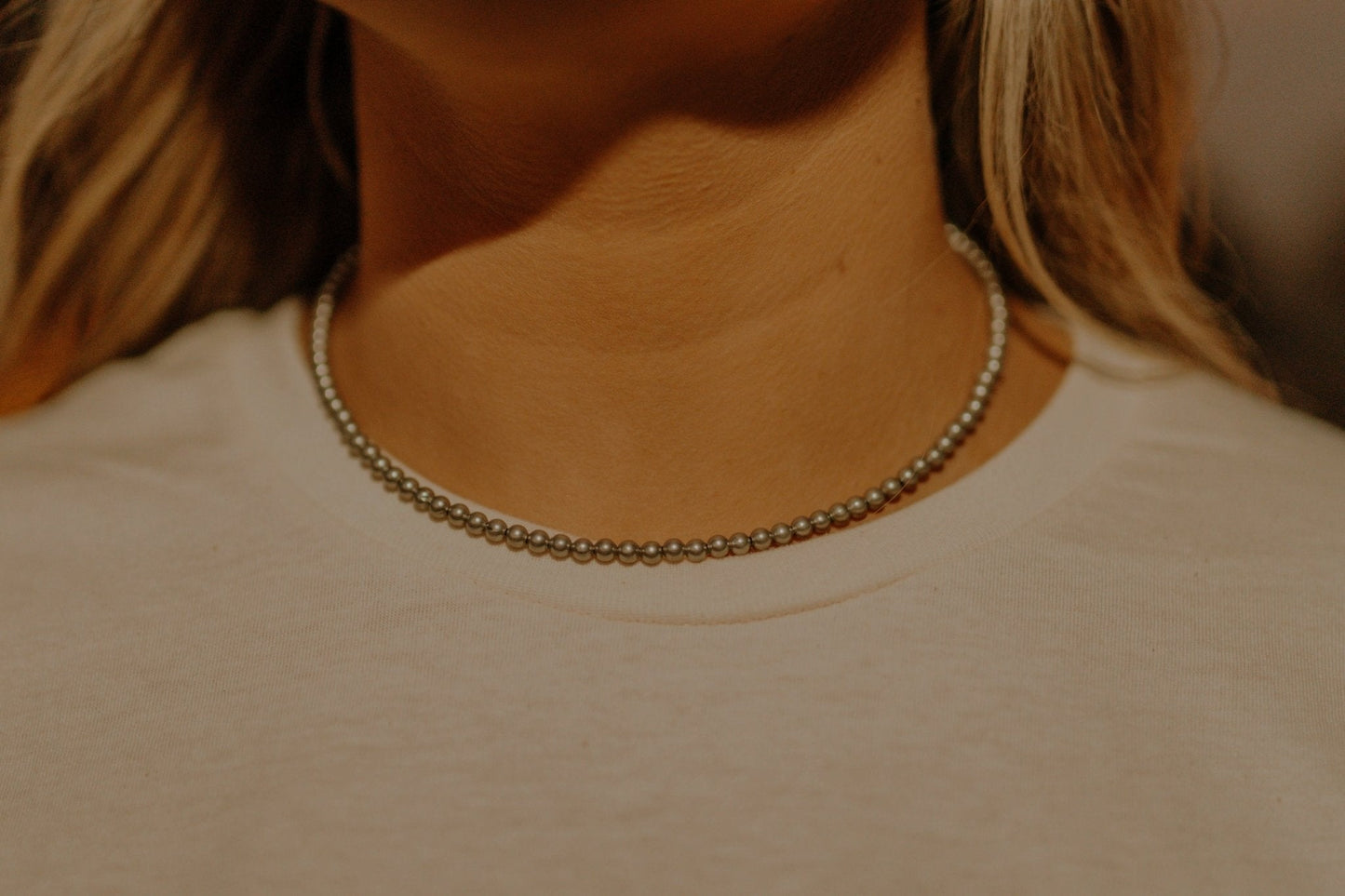 Dainty Silver Pearl Choker