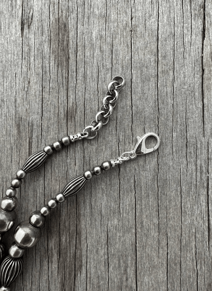 Silver Pearls and Pumpkin Beads Necklace
