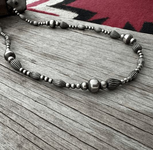 Silver Pearls and Pumpkin Beads Necklace
