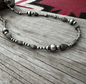 Silver Pearls and Pumpkin Beads Necklace