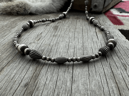 Silver Pearls and Pumpkin Beads Necklace