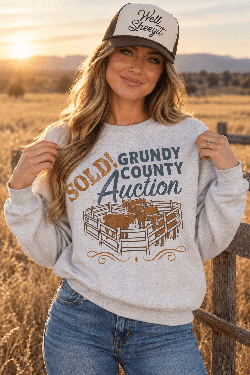 Sold! Grundy County Auction Graphic Sweatshirt in Oatmeal
