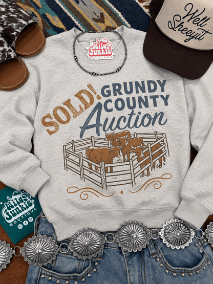 Sold! Grundy County Auction Graphic Sweatshirt in Oatmeal