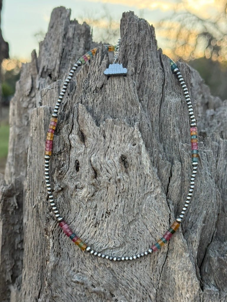 Sterling Silver Canyon Hues Heishi Beaded Necklace