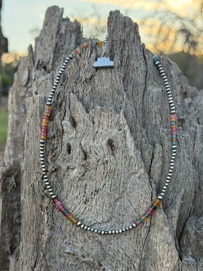 Sterling Silver Canyon Hues Heishi Beaded Necklace