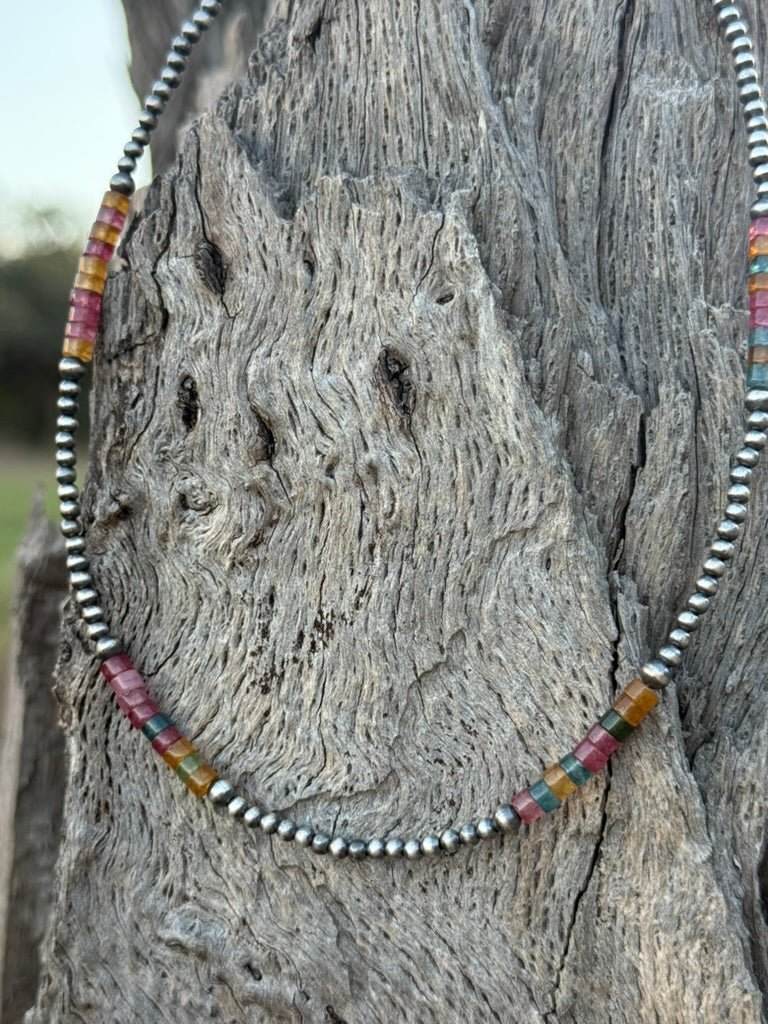 Sterling Silver Canyon Hues Heishi Beaded Necklace
