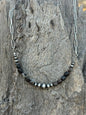 Sterling Silver Midnight Trail Beaded Paperclip Chain Necklace