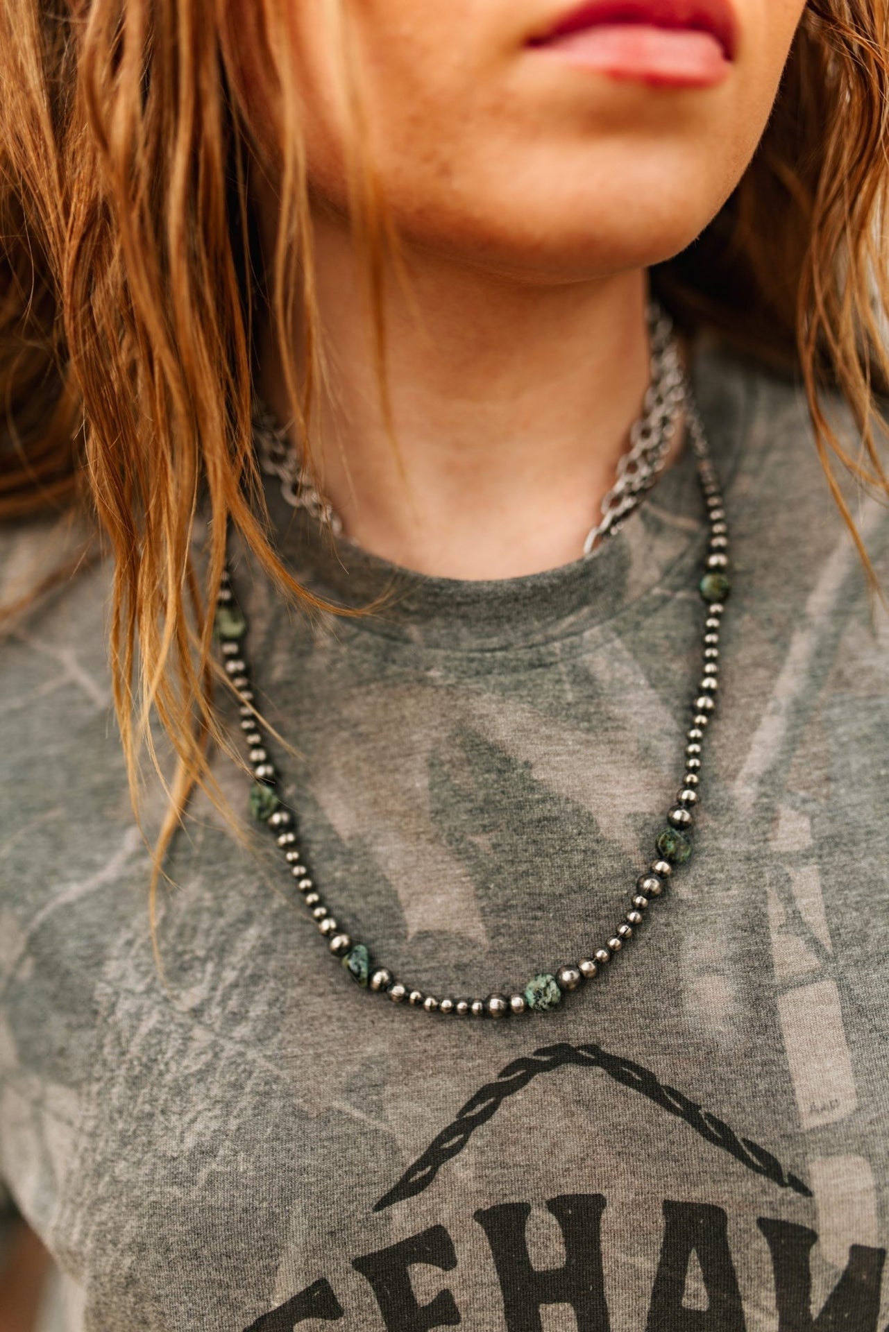 Sterling Silver Turquoise Beaded Necklace