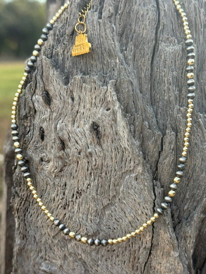 Sterling Silver Two-Tone Beaded Choker Necklace