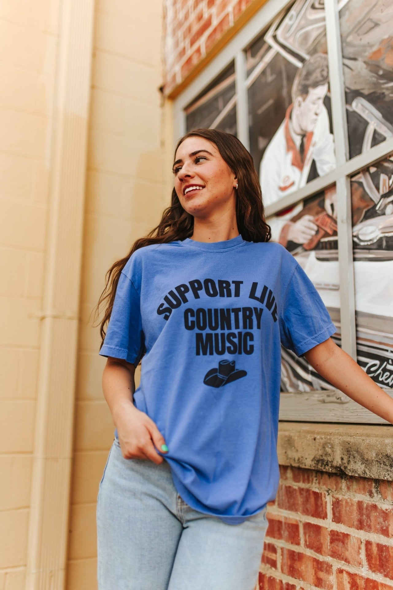 Support Live Country Music Graphic TeeFloBlueS