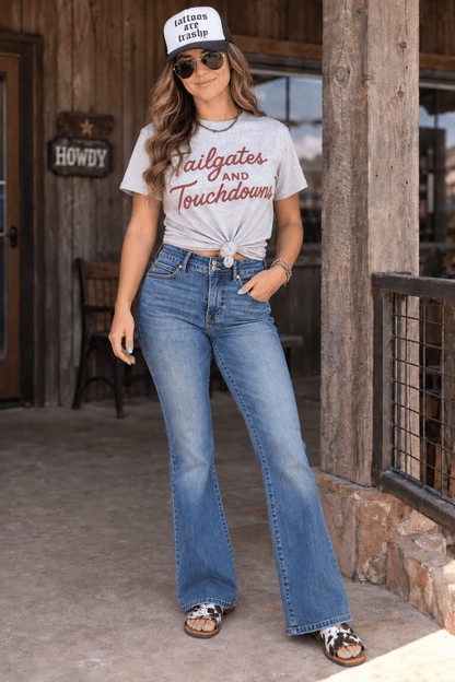 Tailgates and Touchdowns Graphic Tee in Light Ash