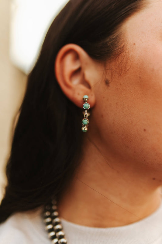 Turquoise Stone Western Hoop Earrings