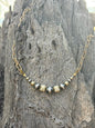 Two-Tone Corrugated Beaded Paperclip Chain Necklace