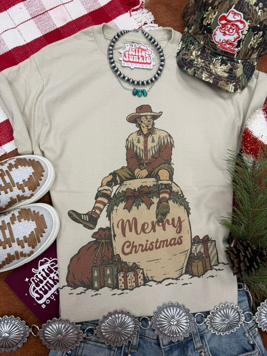 Vintage Rodeo Clown Merry Christmas Graphic TeeCementS