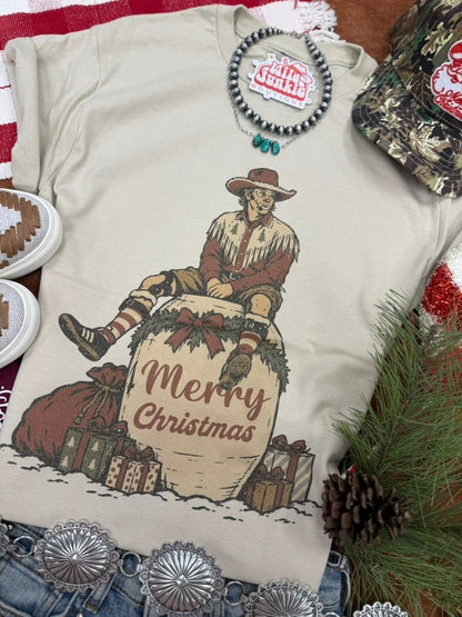 Vintage Rodeo Clown Merry Christmas Graphic TeeCementS