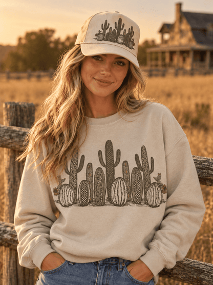 Western Cactus Garden Graphic SweatshirtSandS