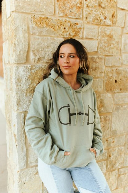 Western Horse Bit Graphic HoodieSageS