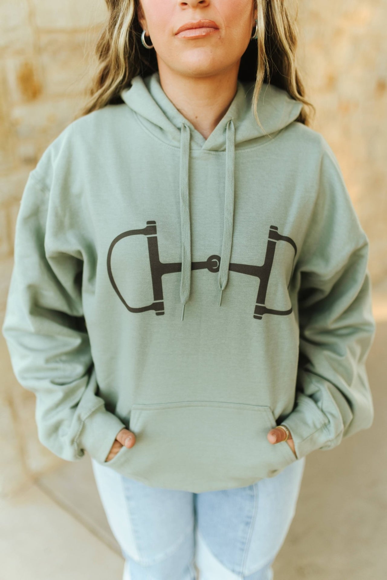 Western Horse Bit Graphic HoodieSageS