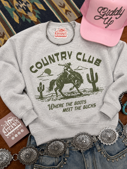 Where The Boots Meet The Bucks Graphic Sweatshirt AshS