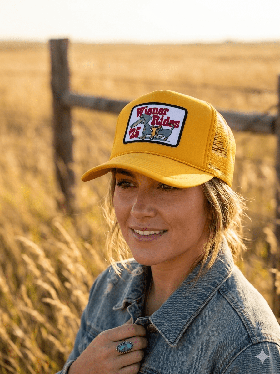 Wiener Rides Patch Trucker HatGold
