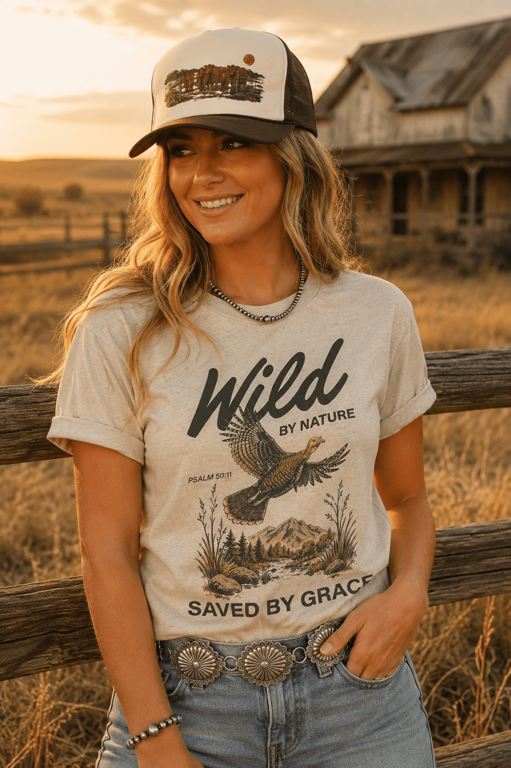Wild by Nature Saved by Grace Graphic TeeTanS
