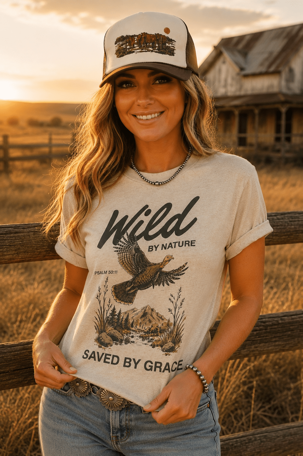 Wild by Nature Saved by Grace Graphic TeeTanS