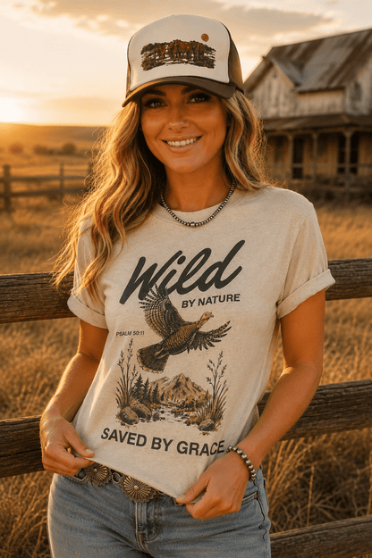 Wild by Nature Saved by Grace Graphic TeeTanS