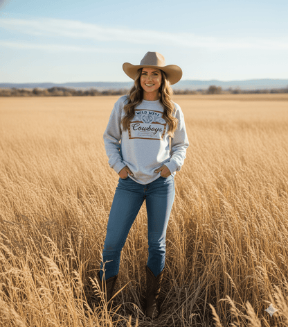 Wild West Cowboys Western Beer Logo Graphic SweatshirtAshS
