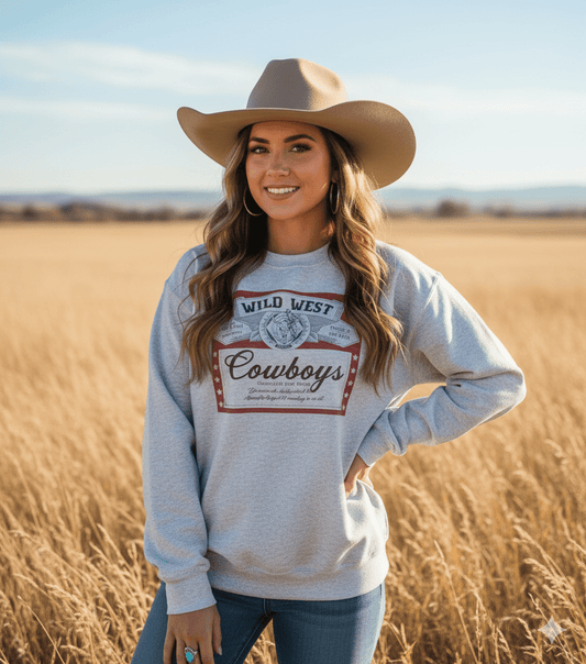 Wild West Cowboys Western Beer Logo Graphic SweatshirtAshS