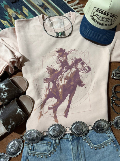 Wild West Cowgirl Graphic SweatshirtBlushS