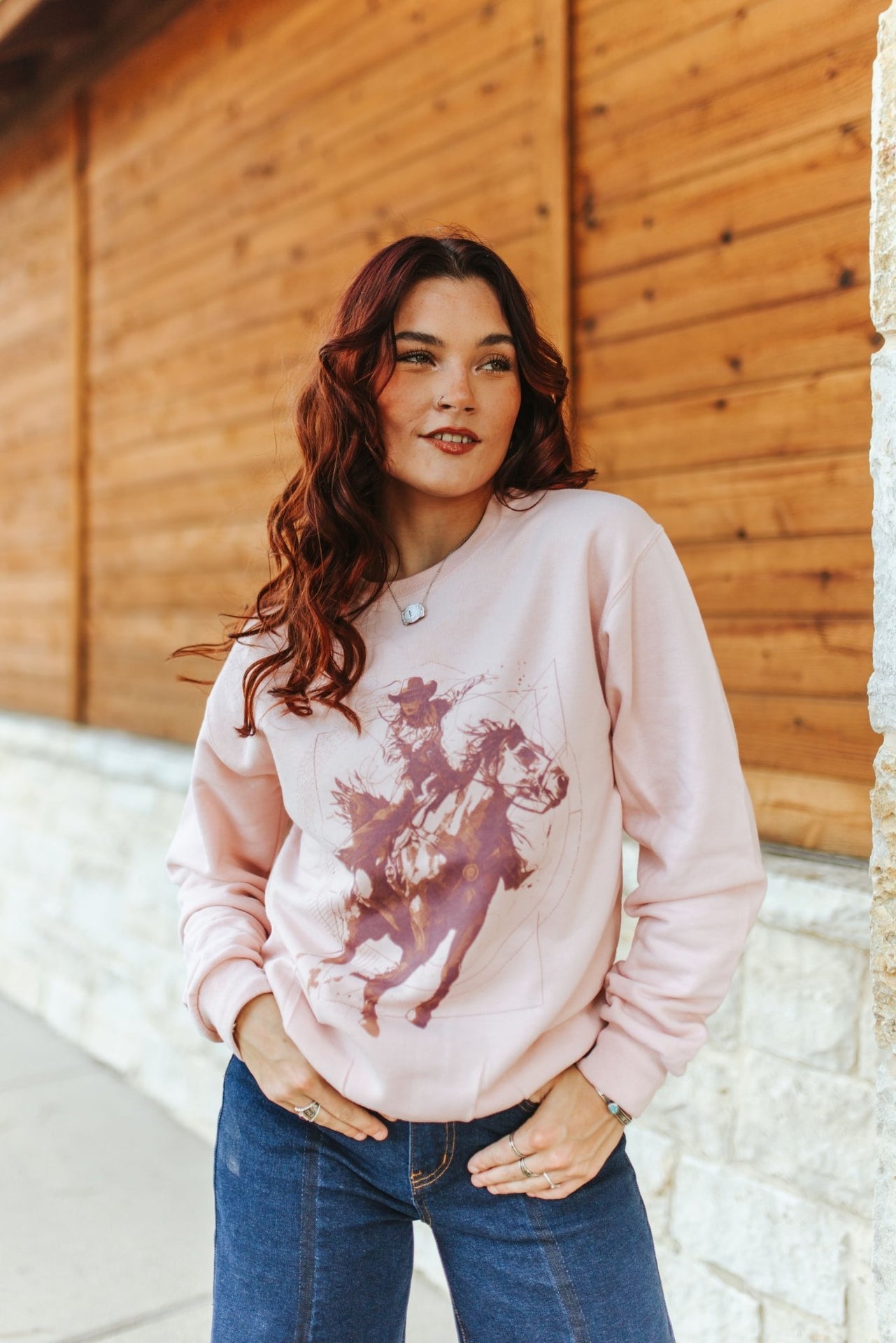 Wild West Cowgirl Graphic SweatshirtBlushS