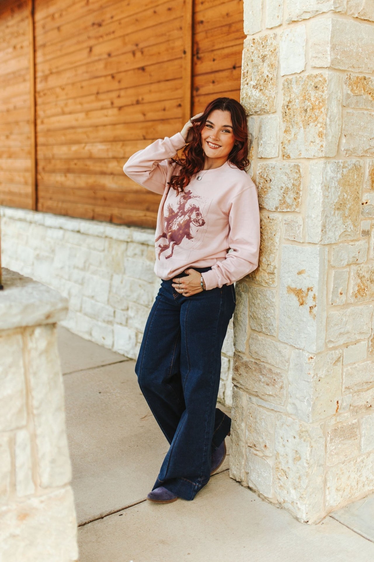 Wild West Cowgirl Graphic SweatshirtBlushS