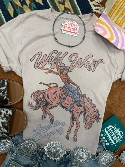Wild West Long Live Cowgirls Graphic TeePink GravelS