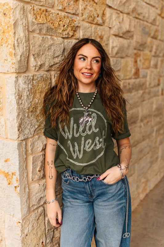 Wild West Rope Graphic TeeHeather Military GreenS