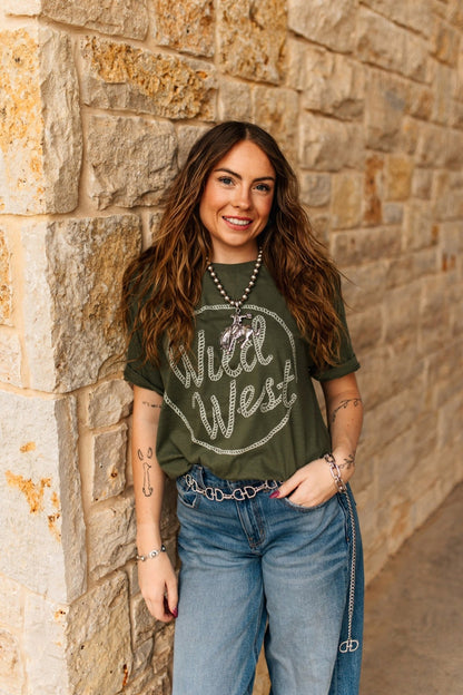 Wild West Rope Graphic TeeHeather Military GreenS